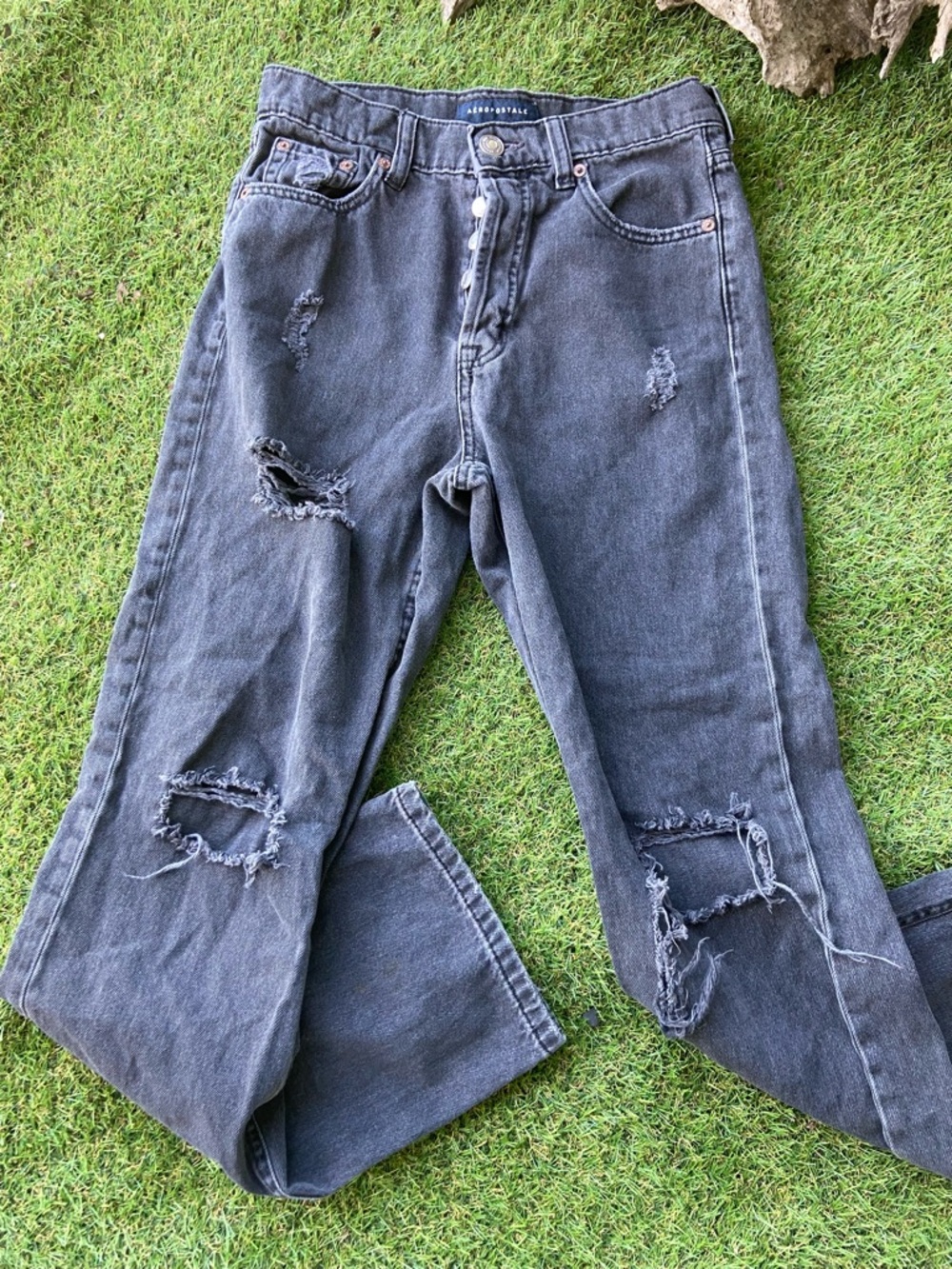 Aeropostale Women's Distressed Black Boyfriend Jeans 90’s baggy size 2